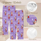 Custom Couple Pajama Pants Sock with Funny Face, Personalized PJ Anniversary Birthday Women Men Pants