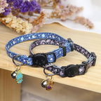 Cat Collar Breakaway, 2 Pack Cotton Cats Collars with Bells, Cute Ocean Shaped for Girl Boy Kittens