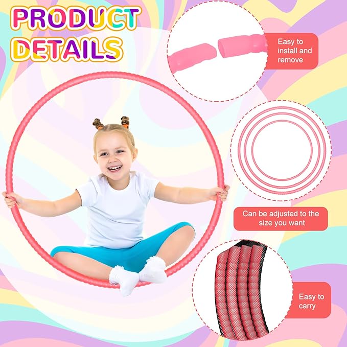 Shappy 6 Pcs Exercise Hoop Detachable Adjustable Plastic Toy Playground Toys Colored Hoop Circles for Teens Games Gymnastics Dog Agility Equipment Party Decor