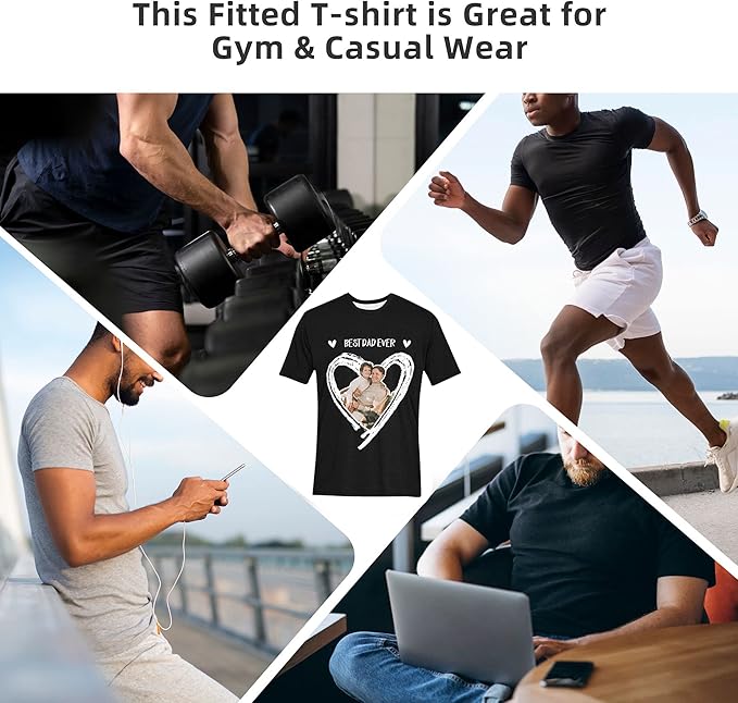 Custom T Shirts with Face Photo Text Pet Shirt for Men Personalized Picture Tee Shirt Design Your Own Dad Grandpa Shirt