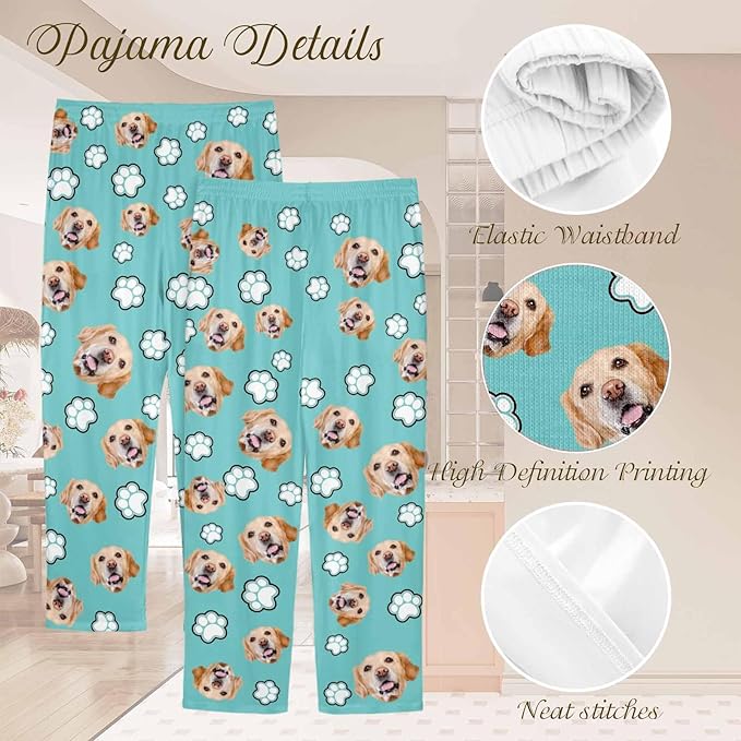 Custom Couple Pajama Pants Sock with Funny Face, Personalized PJ Anniversary Birthday Women Men Pants