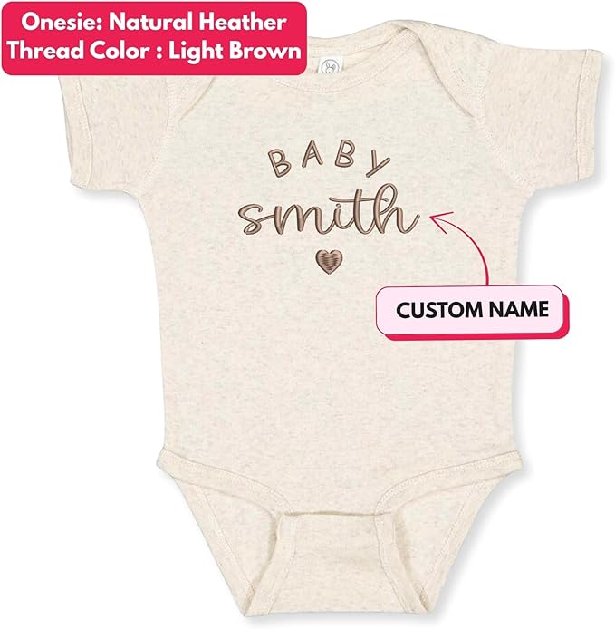 COUPLEHOODIES Personalized Baby Onesie Bodysuit – Custom Embroidery Gift for Pregnancy Reveal Baby Shower or First Grandchild