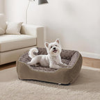 JOEJOY Rectangle Dog Bed for Large Medium Small Dogs - Washable Orthopedic Sofa Bed, Soft Breathable Puppy & Pet Cuddler, Durable Calming Dog Bed with Anti-Slip Bottom, Multiple Sizes, Dark Brown