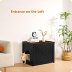 Dwanton Cat Litter Box Furniture Hidden, Cat Litter Box Enclosure, Reversible Entrance Can Be on Left or Right Side, Indoor Cabinet, Wooden Washroom, End Table, Black and Rustic Brown, 27.6" L