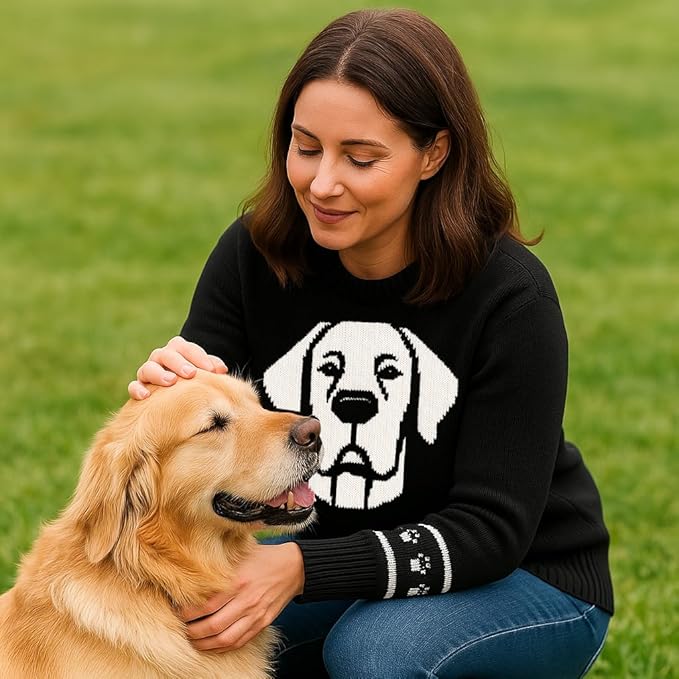 Custom Dog Knit Sweater for Women Personalized Pet Paw Print Pullover Dog Mom Gift Christmas for Pet Lovers