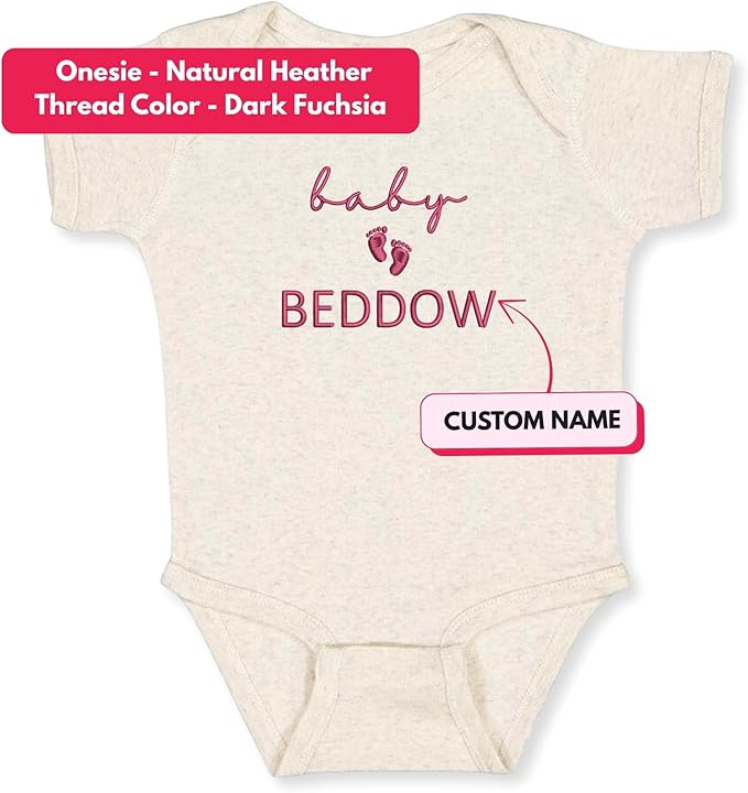 COUPLEHOODIES Personalized Baby Onesie Bodysuit – Custom Embroidery Gift for Pregnancy Reveal Baby Shower or First Grandchild