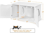 Yaheetech Cat Litter Box Enclosure, Box Cabinet Hidden, Wooden Pet Crate Kitty Washroom Storage Bench with Divider Home Litter Loo Indoor Cat House White