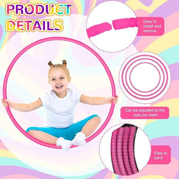 Shappy 6 Pcs Exercise Hoop Detachable Adjustable Plastic Toy Playground Toys Colored Hoop Circles for Teens Games Gymnastics Dog Agility Equipment Party Decor