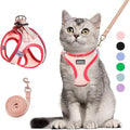 Cat Harness and Leash Set, Soft and Breathable Vest with Reflective Strip, Escape Proof Kitten Harness, Easy to Wear for Cats Walking and Traveling (Pink, XS)