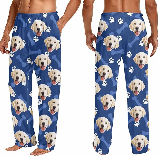 Custom Couple Pajama Pants Sock with Funny Face, Personalized PJ Anniversary Birthday Women Men Pants