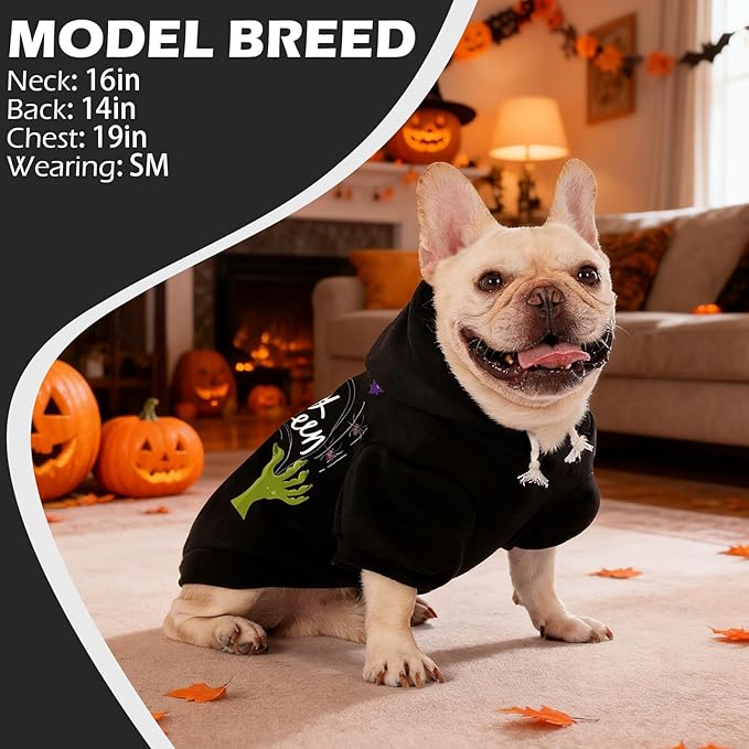 EXPAWLORER Dog Hoodie-Soft and Warm Dog Sweaters, Pet Clothes Autumn Winter Coat Sweatshirt with Halloween Theme Print for Puppy,Cat, Small Medium Large Dogs
