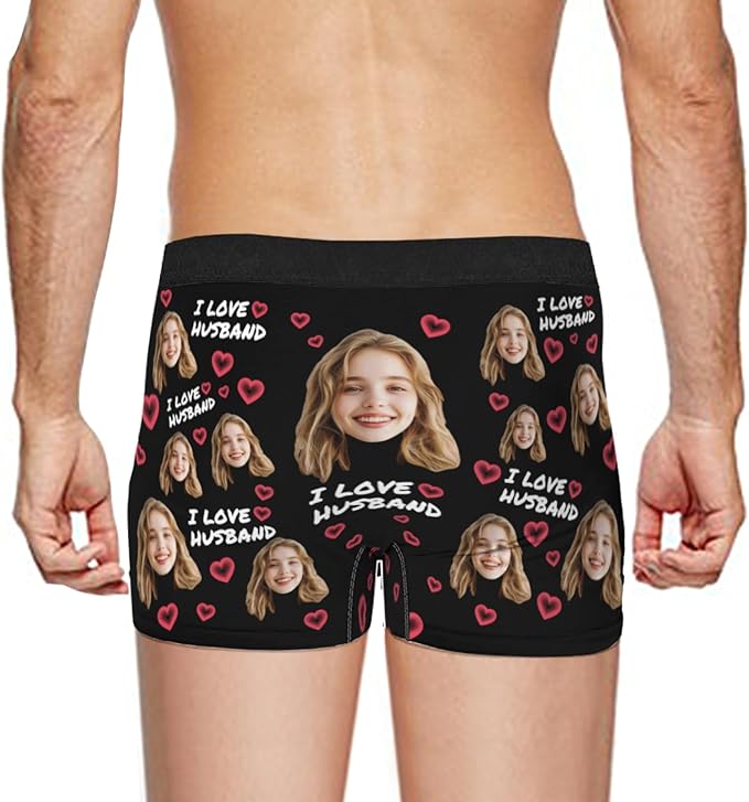 Personalized Underwear for Men with Face Custom Face Boxers Customized Boxer Briefs Funny Gifts for Him Husband Boyfriend