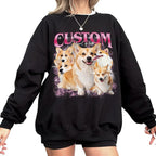 IZI POD Custom Dog Shirt for Women, Personalized Pet Face Photo Shirt, Bootleg Rap Tee Dog Gifts Valentine Birthday Gift