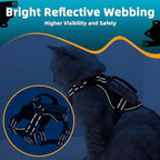 Tactical Cat Harness Black for Walking Esacpe Proof,Adjustable Soft Mesh Large Cat Vest with Rubber Handle Easy to Control,Molle Patches L