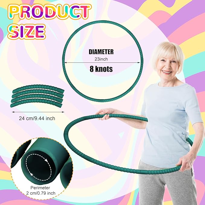 Shappy 6 Pcs Exercise Hoop Detachable Adjustable Plastic Toy Playground Toys Colored Hoop Circles for Teens Games Gymnastics Dog Agility Equipment Party Decor