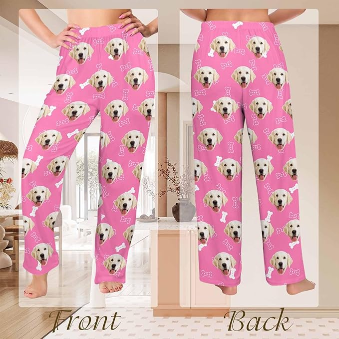 Custom Couple Pajama Pants Sock with Funny Face, Personalized PJ Anniversary Birthday Women Men Pants