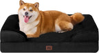 EHEYCIGA Orthopedic Dog Beds for Large Dogs, Waterproof Memory Foam Large Dog Bed with Sides, Non-Slip Bottom and Egg-Crate Foam Pet Couch Bed with Washable Removable Cover, Black