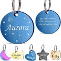 Anavia Small Size Dog Cat ID Tags, Small/XS Personalized Color Plated Stainless Steel Puppy Kitten Name Tags, Customized Engraved Nameplate Pet Collar Tag (Blue, Round)