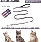 Hikiko Cat Harness and Leash Set Escape Proof Adjustable Walking Travel Soft Kitten Harness for Small Medium Large Cats (Khaki Plaid, M)