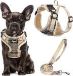 PUPTECK Soft Mesh Dog Harness and Leash Set Pet Puppy Cat Adjustable Reflective Padded Vest No Pull Harnesses, Beige, S