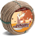 Sisal Rope for Cat Scratcher 1/4" 50 Ft Cat Tree Rope Twine for Repairing Cat Scratching Post Replacement DIY Hemp Rope for Carpet Mat Kicker House, Pet Toy, and Crafts Gardening Home Decorating