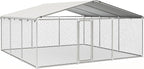 15'x15' Large Outdoor Dog Kennel, Heavy Duty Dog Enclosure with Roof, Weather Resistant Cover and Security Lock(183"x183")