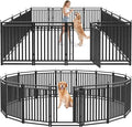 Dog Playpen Dog Fence Outdoor for Yard 47" H with 16 Panels Sturdy Portable Puppy Playpen for Indoor Outdoor RV Camping Use - Black Silver
