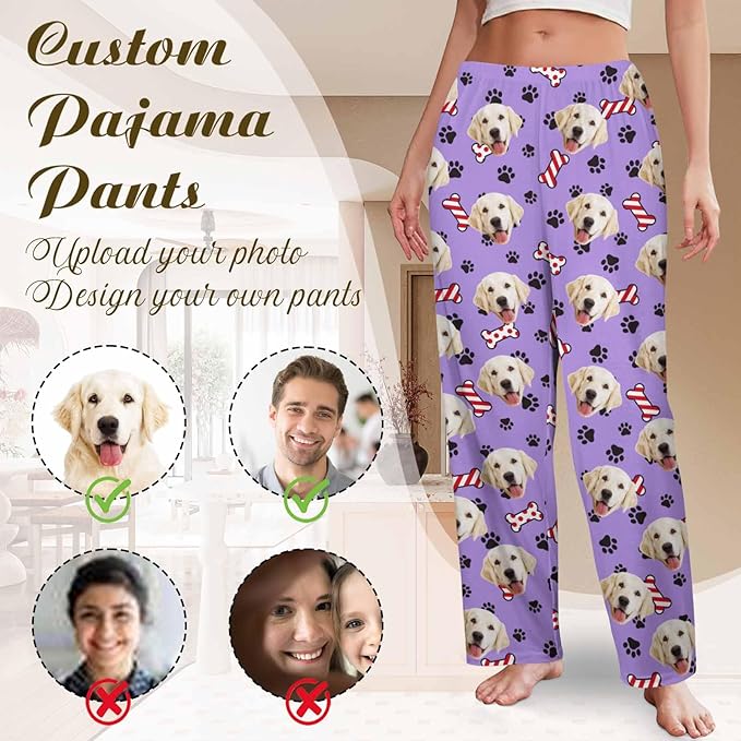Custom Couple Pajama Pants Sock with Funny Face, Personalized PJ Anniversary Birthday Women Men Pants