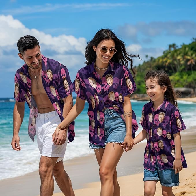 Custom Hawaiian Shirt with Face for Men, Unisex Tropical Beach Shirts Personalized Casual Funny Hawaii Button Down Shirts