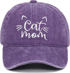 CORIRESHA Cat Mom Baseball Cap Washed Denim Cotton Adjustable Unisex Hat