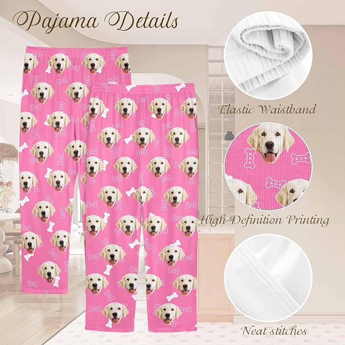 Custom Couple Pajama Pants Sock with Funny Face, Personalized PJ Anniversary Birthday Women Men Pants