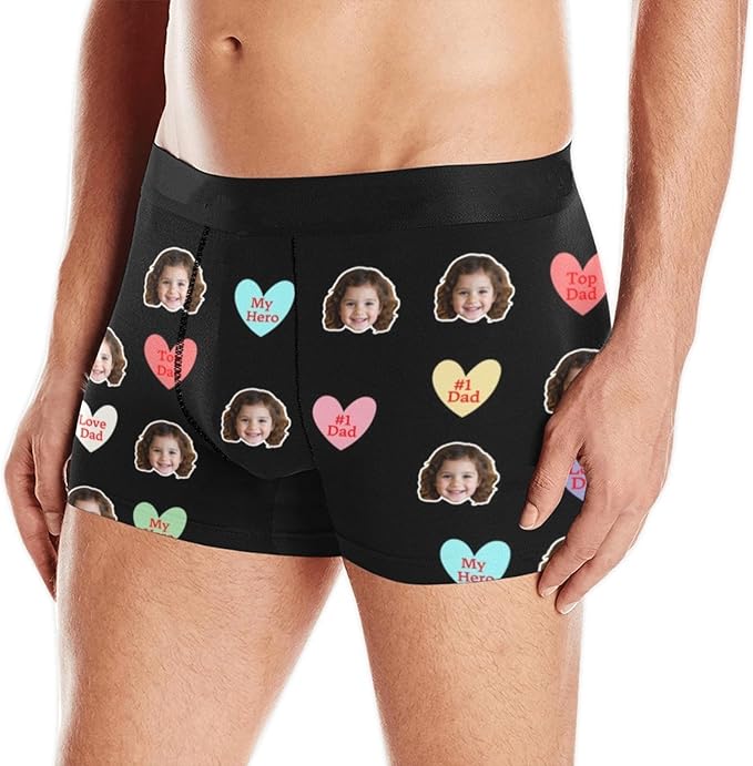 M YESCUSTOM Custom Boxers Briefs for Men Personalized Boxers with Face Mens Funny Underwear with Photo XS-5XL