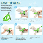 SlowTon No Pull Small Dog Harness and Leash Set, Puppy Soft Vest Harness Neck & Chest Adjustable, Reflective Lightweight Harness & Anti-Twist Pet Lead Combo for Small Medium Dogs (Green-Front Clip,XS)
