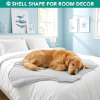 PetAmi Dog Cooling Mat, Sea Shell Shape, Reversible Cooling Nylon Blanket Soft Fleece Pet Pad for Dogs Cats, Summer All Season Use Q-Max>0.3, Medium 40x47 in, Light Grey