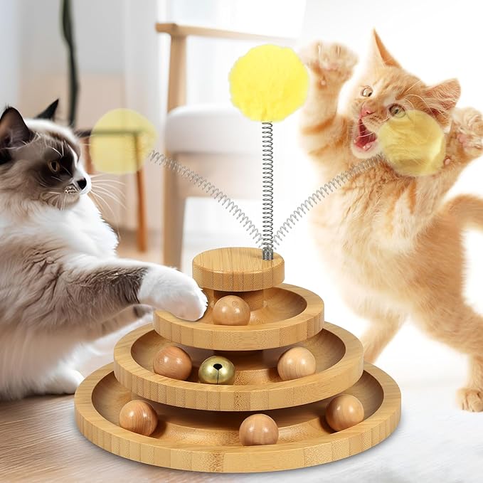 3-Pack Spring Pom Pom Replacement Toppers for Cat Track Toy