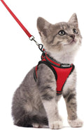 rabbitgoo Cat Harness and Leash Set for Walking Escape Proof, Adjustable Soft Kittens Vest with Reflective Strip for Cats, Comfortable Outdoor Vest, Red, S