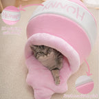 Honey Pot Cat Cave Bed, Soft and Thick Rebound Sponge Pet Nest with Removable & Washable Cushion, Cute Cartoon Design for Small Cats and Breeds - Pink