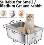 Stainless Steel Litter Box 2 Pack, 18"x14"x6" Medium Cat Litter Box Easy to Clean, Never Absorb Odor, Non Stick Metal Litterbox for Small to Medium Cats, Rabbits