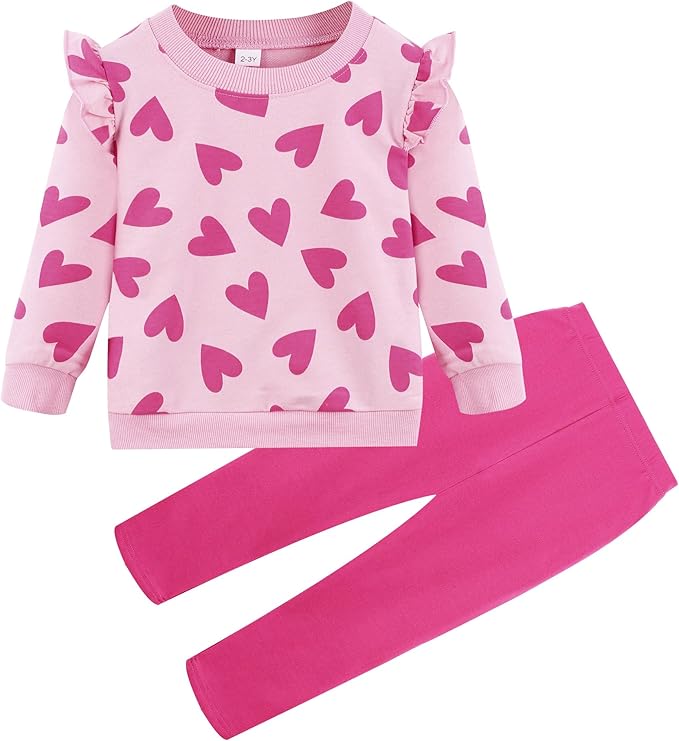 Little Girls Unicorn Outfits 2 Piece Kids Ruffle Sleeve Sweatshirt + Leggings Fall Leopard Clothing Sets 2-10 Years Old