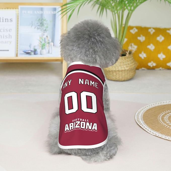Arizona Custom Pet Jersey Dog Clothes Jersey Various Sizes Customized Any Name & Number for Small & Middle and Big Dogs