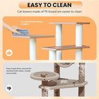 46” Indoor and Outdoor Cat Tree Tower, Cat House for Outdoor Cats, Weatherproof Cat Condo with Scratching Posts