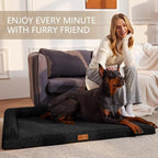 Patas Lague Orthopedic XL Dog Bed Large Sized Dog 48''X30'', Waterproof L Bolster Big Pet Sofa Beds with Removable Washable Cover, Soft Comfortable Pet Couch Crate Mat with Nonskid Bottom, Black