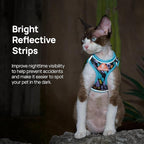 Cat Harness and Leash Set, Step-in Escape Proof Adjustable Vest Harness for Small Medium Large Cats, Lightweight Soft Breathable Reflective Kitten Harness for Walking Travel, Camping(Blue, S)