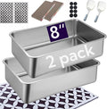 2 Pack Stainless Steel Cat Litter Box with High Sides - Metal Cat Pan, Large Indoor Litter Tray, Never Absorbs Odor, Pet Toilet Supplies Smooth Surface for Kitten, Kitty, Rabbit 23.6" 16"x8"