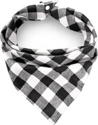 Christmas Plaid Dog Bandana with Button, Fall Dual Layer Scarf Soft Cotton Triangle Bib Girls and Boys Kerchief Adjustable Accessories for Small Medium Large Extra Large Dog Puppy Pet Cat