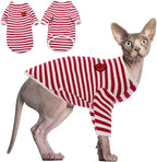 DENTRUN Hairless Cats Shirt Breathable Cat Daily Wear Clothes Stripe Vest Adorable Pajamas Jumpsuit Soft & Skin-Friendly