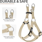 PUPTECK No Pull Dog Harness Soft Adjustable Basic Nylon Step in Puppy Vest Outdoor Walking with ID Tag and A-ir Tag Case, Cream, S