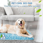 Dog Cooling Mat Self-Cooling Mat for Dogs Non-Slip Pet Cool Pad Cat Sleeping Pad Summer Blanket for Pets Foldable Washable for Kennel, Travel, Bed, Cars, Indoor and Outdoor Use (Blue, L(27*39inch))