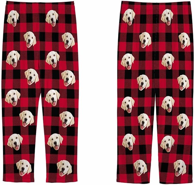 MyPupSocks Customized Face Pajamas Pants Sleep Bottoms for Men Women XS-2XL