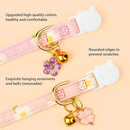 2 Pack Cotton Breakaway Cat Collar Purple and Pink Flowers Pendant Cute Kitten Cat Collar with Bell